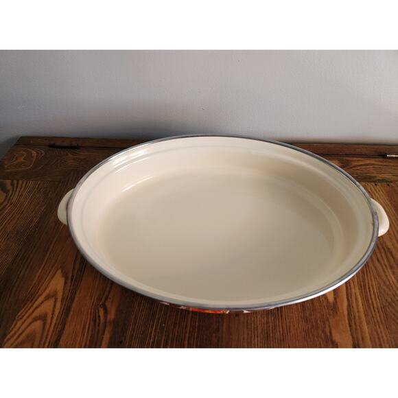 Vtg Moneta Enamelware Oval Floral #30 Casserole Dish Made in Italy 1970's - Picture 2 of 3